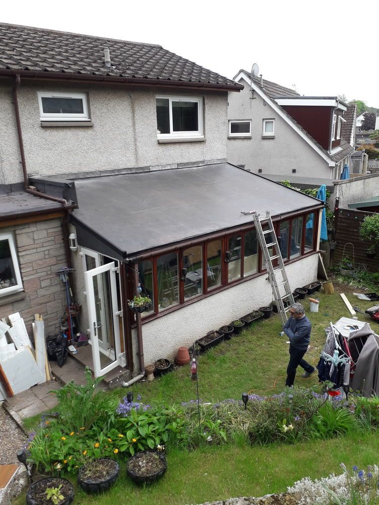 Firestone EPDM rubber roof fitted to a conservatory extension